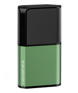 A compact, rectangular vaping device with a sleek, dual-tone design. The top half is a textured black and the bottom half is a smooth green color. Equipped with a 650mAh battery, the Innokin Klypse Zip Kit offers excellent MTL vaping. The brand name "Innokin" is printed vertically in white on the green section.