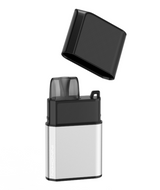 A sleek, rectangular vape device with a metallic silver body and a black mouthpiece. The Innokin Klypse Zip Kit by Innokin features a 650mAh battery for extended use. The mouthpiece cap is shown separately above the device, with the text 'INNOKIN' visible on the bottom left side, perfect for MTL vaping enthusiasts.