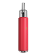 A sleek, metallic red Voopoo Doric Q Pod Kit rechargeable electronic cigarette with a clear mouthpiece and a visible green light indicator on the body.