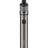 A sleek, cylindrical vape device with a metallic body and a transparent pod on top. The word "VAPORESSO" is written vertically on the lower section of the device. The Vaporesso GTX Go 80 Kit features leak-resistant technology, and its black mouthpiece is situated at the top of the transparent pod.