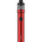A sleek, red vaporizer with a cylindrical design. It has a transparent top section for the e-liquid chamber and a black mouthpiece. The body has a single rectangular button, features leak-resistant technology, and the brand name "Vaporesso GTX Go 80 Kit" is printed vertically at the bottom.